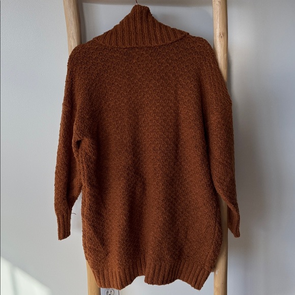 Anthropologie Denise Textured Knit Cocoon Cardigan Sweater Rust Orange Brown M - Picture 12 of 15